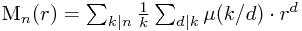 M_n(r) = \sum_{k|n}\frac{1}{k}\sum_{d|k}\mu(k/d)\cdot r^{d}